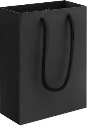 Oomcu 50 Pack Black Paper Gift Bags with Cotton Handle,Small Kraft Paper Gift Bags for Shopping Retail Goodies Business Boutique Wedding Birthday Baby Shower Party Favor(5.1" x 2.4" x 7.5")
