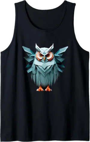 Origami Style Owl in Minimalist Geometric Look Tank Top