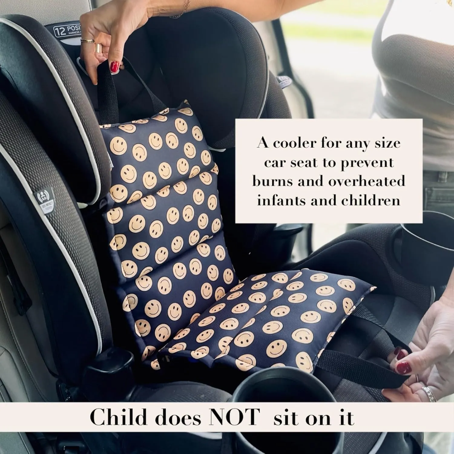 Original Car Seat Cooler Washable Insulated Ice Pack Infant Car Seat Cooling Cushion Mat for Hot Weather Multifunctional Baby Cooling Pad (Yellow Smiley Face)