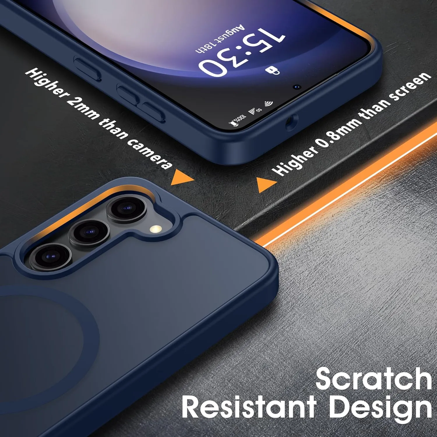 Oterkin Magnetic for Samsung Galaxy S23 Case Matte, S23 Phone Case Compatible with MagSafe Frosted Translucent Shockproof Anti-Scratch Slim Fit Case Military Grade Protection (Dark Blue)