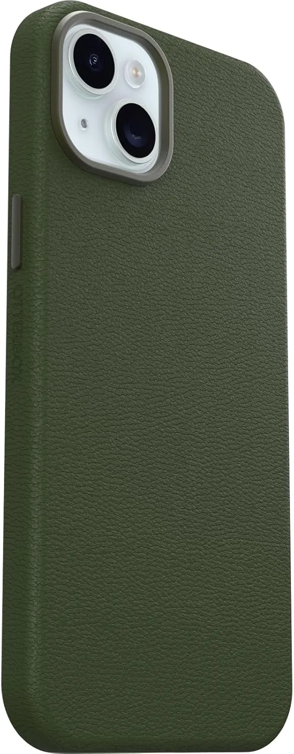 OtterBox iPhone 15 Plus Symmetry Series Cactus Leather for MagSafe - Cactus Grove (Green), Snaps to MagSafe, Ultra-Sleek, Raised Edges Protect Camera & Screen