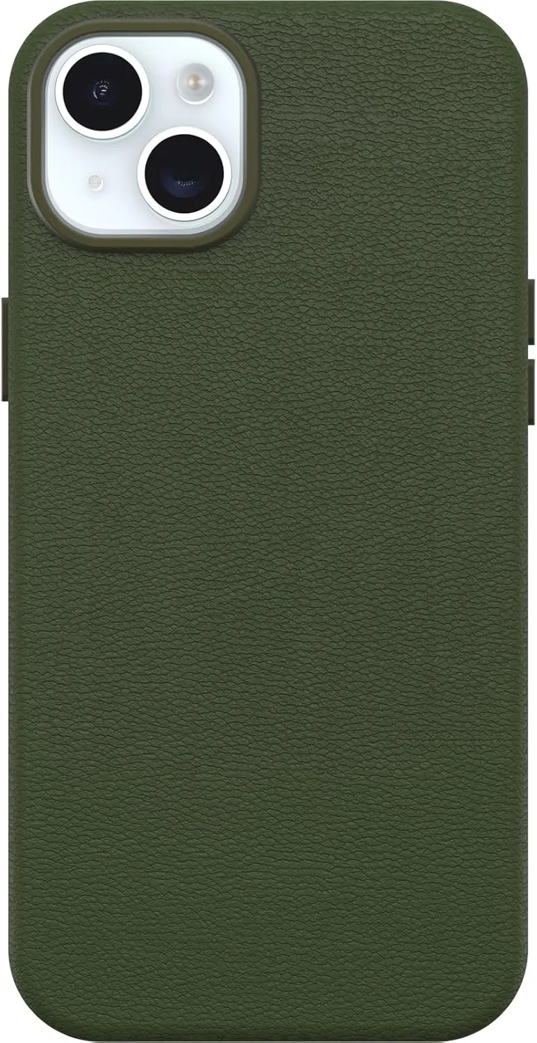 OtterBox iPhone 15 Plus Symmetry Series Cactus Leather for MagSafe - Cactus Grove (Green), Snaps to MagSafe, Ultra-Sleek, Raised Edges Protect Camera & Screen