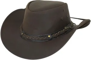 Outback Trading Men's 1367 Wagga UPF 50 Breathable Leather Western Hat with Adjustable Chin Cord with Braided Hatband