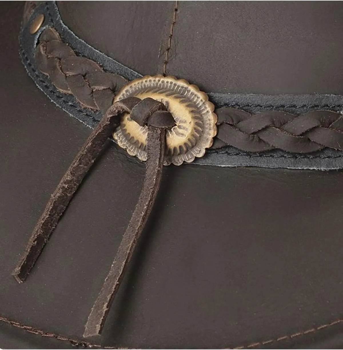 Outback Trading Men's 1367 Wagga UPF 50 Breathable Leather Western Hat with Adjustable Chin Cord with Braided Hatband
