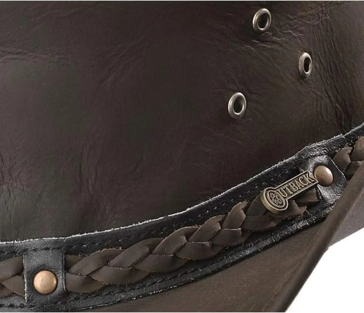 Outback Trading Men's 1367 Wagga UPF 50 Breathable Leather Western Hat with Adjustable Chin Cord with Braided Hatband