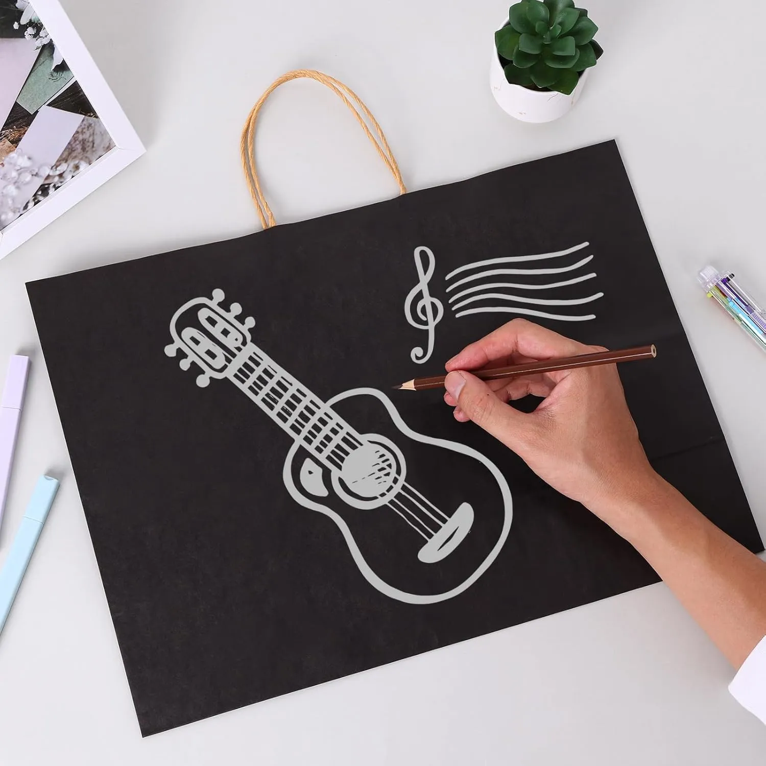 OUTUXED 90pcs Black Gift Bags, 16x6x12 Inch Large Paper Bags with Handles Bulk for Shopping, Boutiques, Small Business, Retail Stores, Gifts