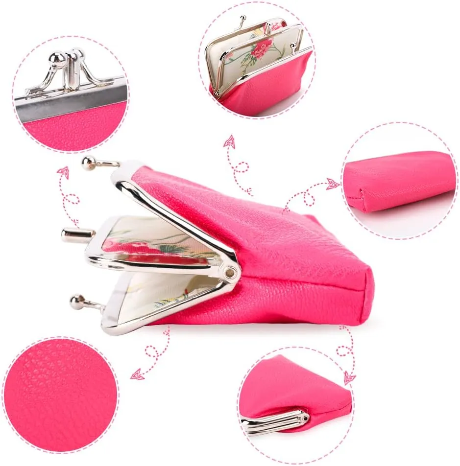 Oyachic 2 Packs PU Coin Purse Double Pocket Change Pouch Clutch Wallet with Clasp Closure for Girls and Women