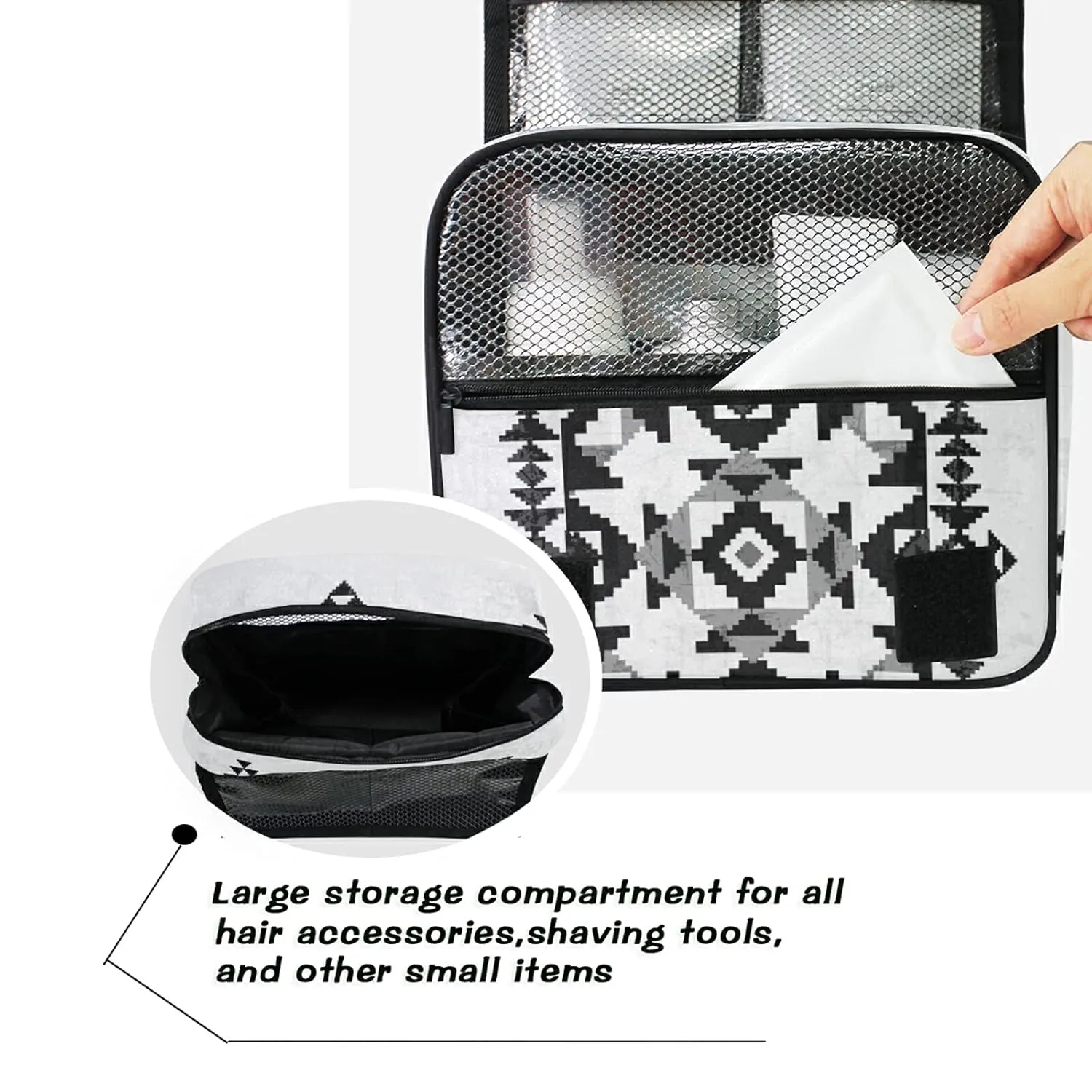 Oyihfvs American Indian Abstract Geometric Ornament Hanging Wash Gargle Toiletry Bag Travel Cosmetic Makeup Case Organizer Storage Large Portable