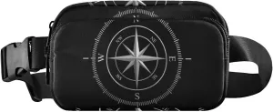 Oyihfvs Silver Compass Isolated on Black Adjustable Fanny Waist Pack Pouch, Waterproof Runners Sports Waist Pack Wallet for Sports Hiking Fitness Cycling Gym Women Men