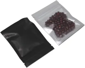 PABCK 100 Pcs Matte Black 3.3x5.1 inch (Inside Size 2.9x3.9 inch) Front Window Resealable Foil Zipper Lock Pouch for Zip Reclosable Lock Food Storage Bags Heat Seal Pouch Airtight Edible Grocery Pack