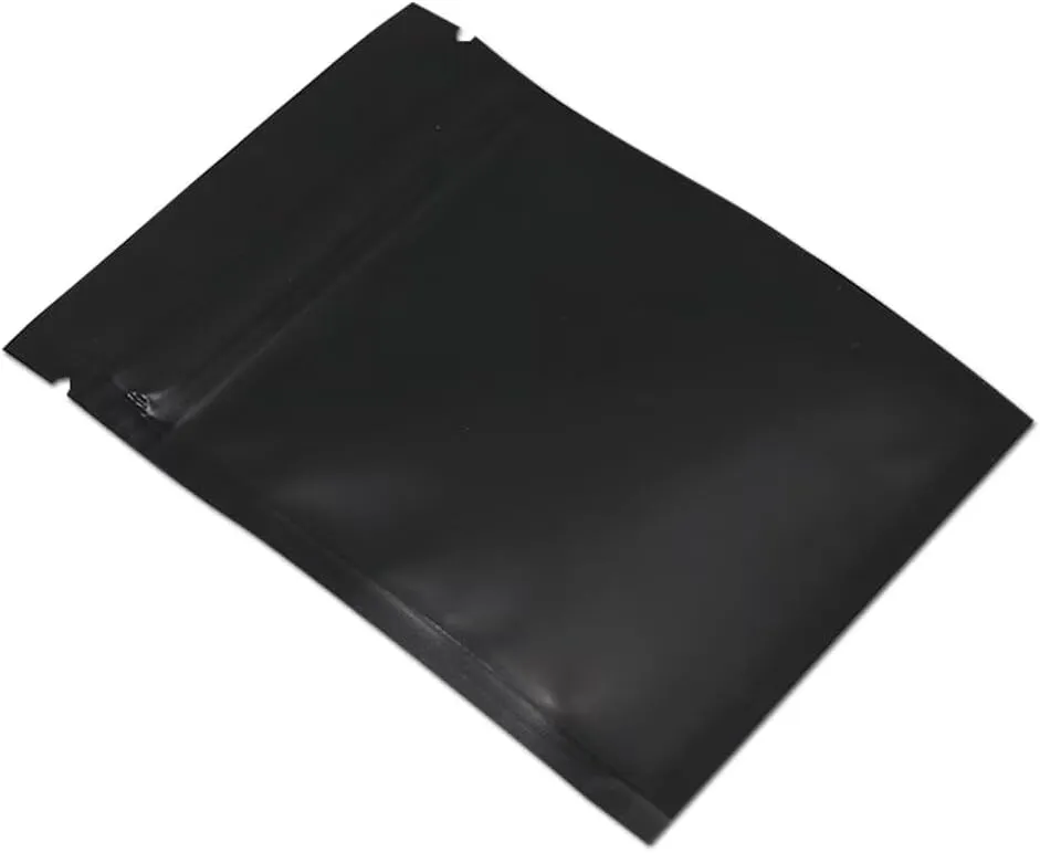 PABCK 100 Pcs Matte Black 3.3x5.1 inch (Inside Size 2.9x3.9 inch) Front Window Resealable Foil Zipper Lock Pouch for Zip Reclosable Lock Food Storage Bags Heat Seal Pouch Airtight Edible Grocery Pack