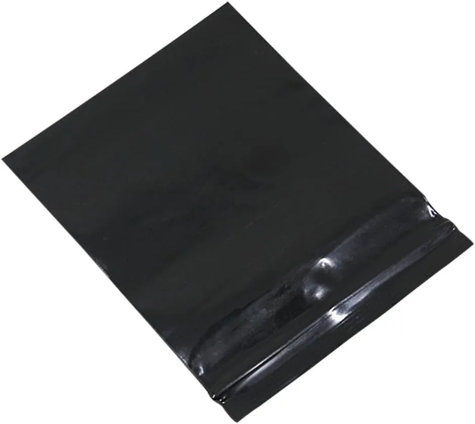 PABCK 100 Pieces Black Reclosable Zip Bags 5.1mil Thickness Poly Plastic Packaging Resealable Zipper Lock Closure Bag for Storage (5.1x7.48 inch)