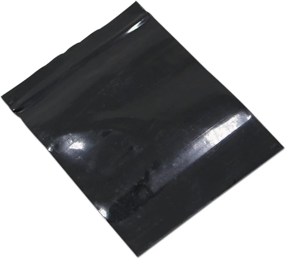 PABCK 100 Pieces Black Reclosable Zip Bags 5.1mil Thickness Poly Plastic Packaging Resealable Zipper Lock Closure Bag for Storage (5.1x7.48 inch)