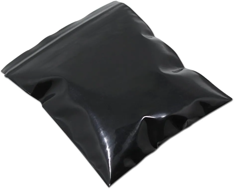 PABCK 100 Pieces Black Reclosable Zip Bags 5.1mil Thickness Poly Plastic Packaging Resealable Zipper Lock Closure Bag for Storage (5.1x7.48 inch)