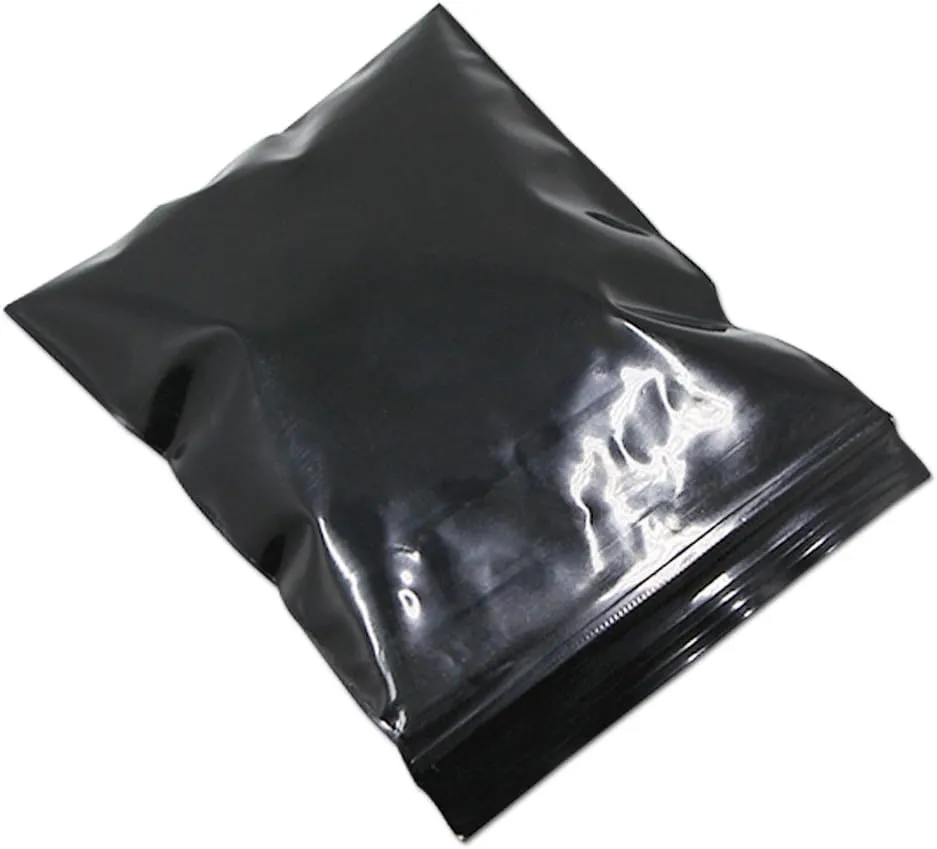 PABCK 100 Pieces Black Reclosable Zip Bags 5.1mil Thickness Poly Plastic Packaging Resealable Zipper Lock Closure Bag for Storage (5.1x7.48 inch)