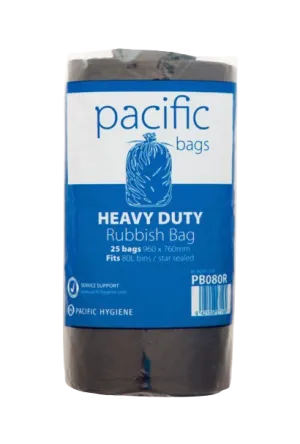 Pacific Rubbish Bag Black 80L Roll