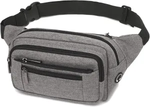 Packism Fanny Pack for Women Men - Fanny Packs for Women Cross Body Everywhere Belt Bag Bum Bag with 6 Zipper Pockets Plus Size & Adjustable Strap for Traveling Cycling Running Hiking