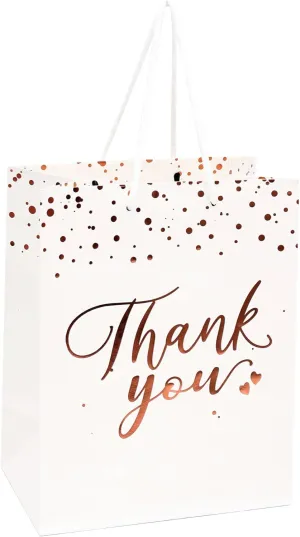 PAICUIKE 20 Pcs White Gift Bags with Handles - Medium Size Thank You Bags Bulk for Weddings, Parties & Small Business | Durable Paper Gift Bags for Favors, Shopping & Retail