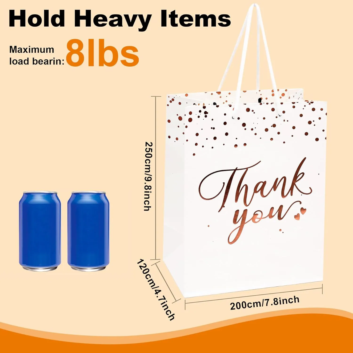 PAICUIKE 20 Pcs White Gift Bags with Handles - Medium Size Thank You Bags Bulk for Weddings, Parties & Small Business | Durable Paper Gift Bags for Favors, Shopping & Retail