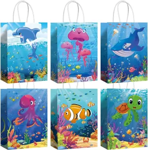 Pajean 18 Packs Sea Animals Party Supplies Bags Gift Paper Life Colorful Ocean Theme Goodie Candy Under the Favor for Kids Girls Birthday Decorations