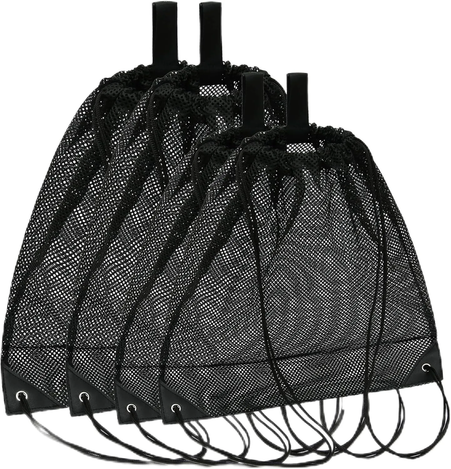 Palmhomee Pack of 4 Mesh Drawstring Bag String Bag for Sports Climbing Gym Laundry Seashell Toy Beach and Hunting (Mixed 2 Sizes)