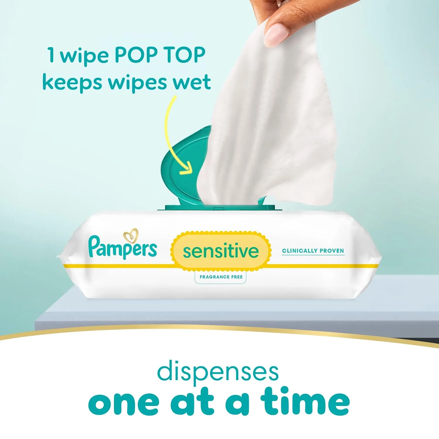 Pampers Sensitive Baby Wipes, Water Based, Hypoallergenic and Unscented, 8 Flip-Top Packs, 4 Refill Packs (1008 Wipes Total)
