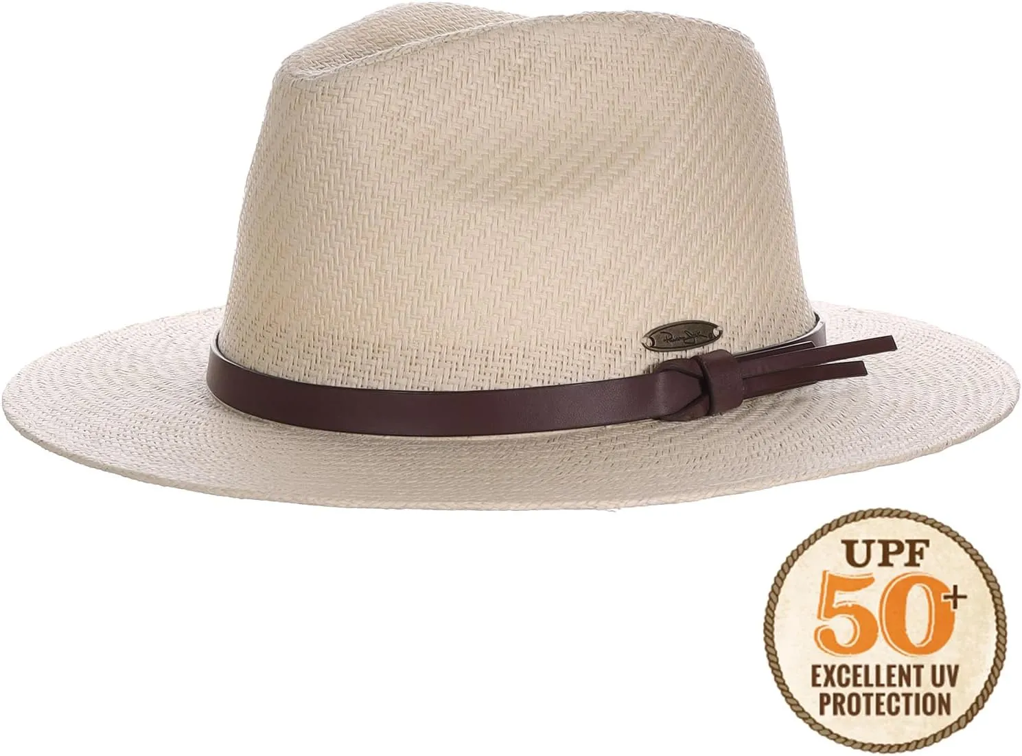 Panama Jack Straw Safari Hat - Vegan Leather Band Matte Toyo, UPF 50  Sun Protection