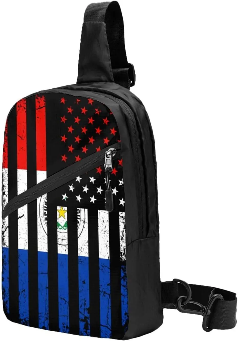 Paraguayan American Flag Paraguay Roots America Portable Crossbody Bag Foldable Sling Bags Sports Gym Chest Daypack Reusable Shoulder Backpack Casual Diagonally Rucksack Fanny Packs
