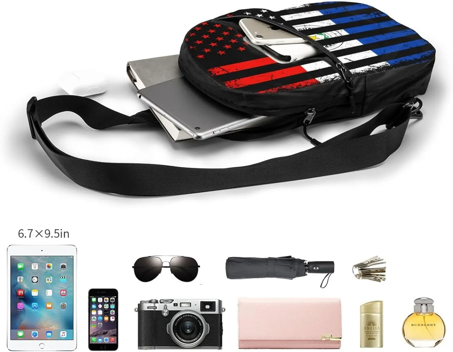 Paraguayan American Flag Paraguay Roots America Portable Crossbody Bag Foldable Sling Bags Sports Gym Chest Daypack Reusable Shoulder Backpack Casual Diagonally Rucksack Fanny Packs