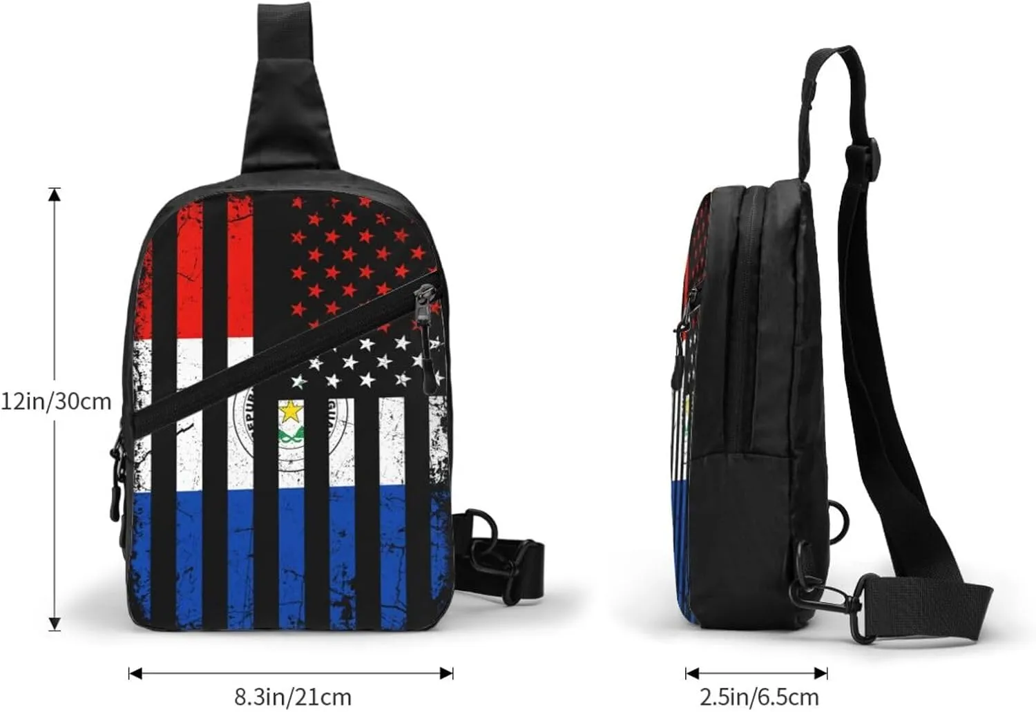 Paraguayan American Flag Paraguay Roots America Portable Crossbody Bag Foldable Sling Bags Sports Gym Chest Daypack Reusable Shoulder Backpack Casual Diagonally Rucksack Fanny Packs
