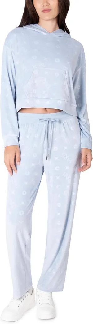 Paris Hilton Tracksuit Women's Lounge Set Sweatsuit Embellished Velour Pullover Top and Pants Matching Set 2 Pieces