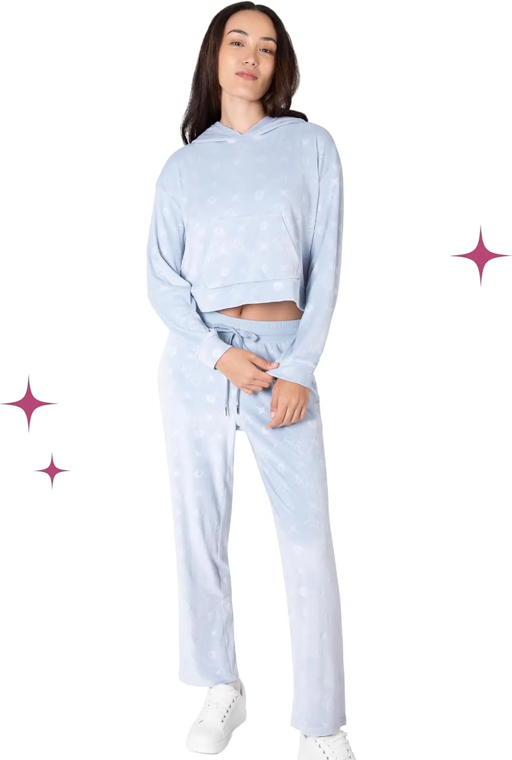 Paris Hilton Tracksuit Women's Lounge Set Sweatsuit Embellished Velour Pullover Top and Pants Matching Set 2 Pieces