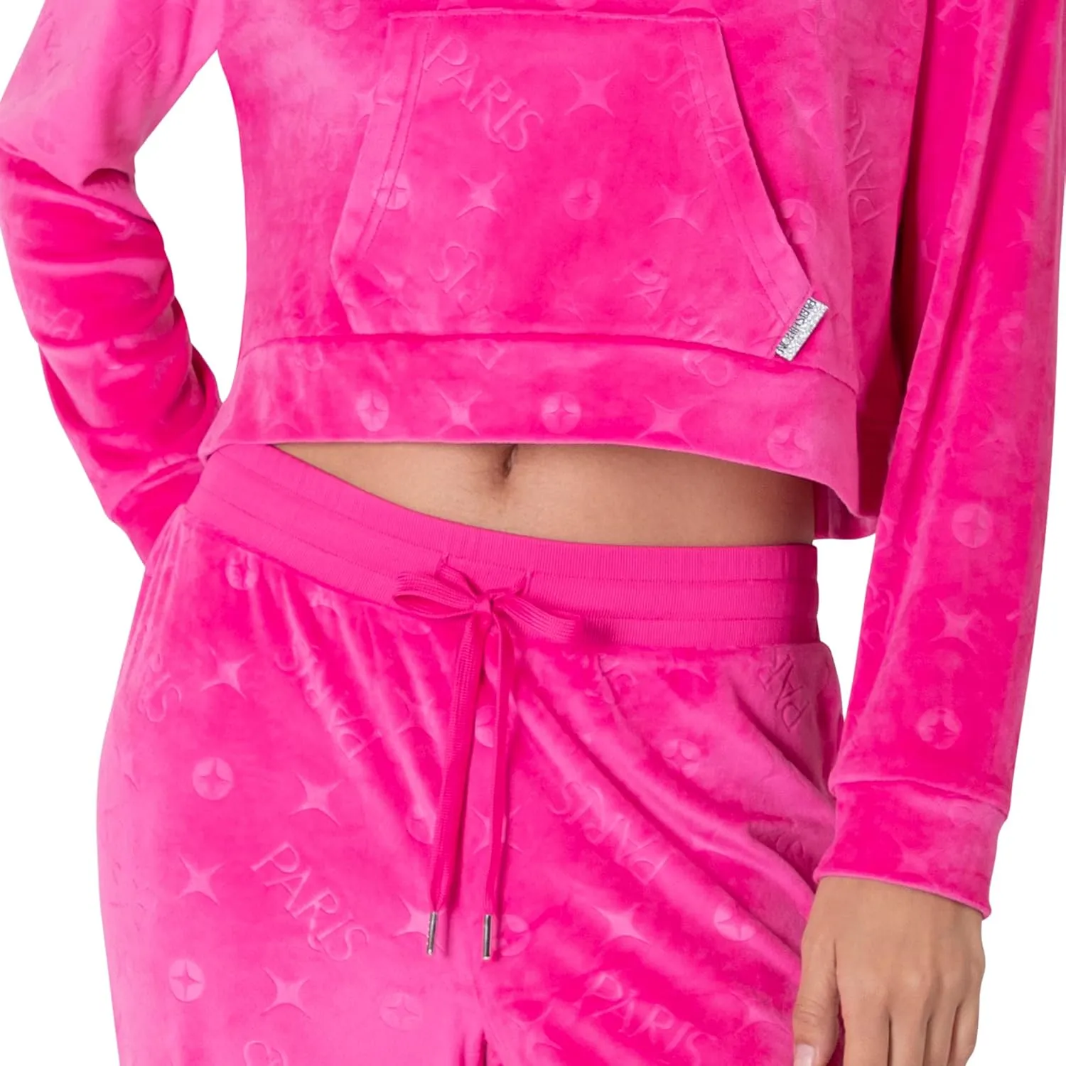 Paris Hilton Tracksuit Women's Lounge Set Sweatsuit Embellished Velour Pullover Top and Pants Matching Set 2 Pieces