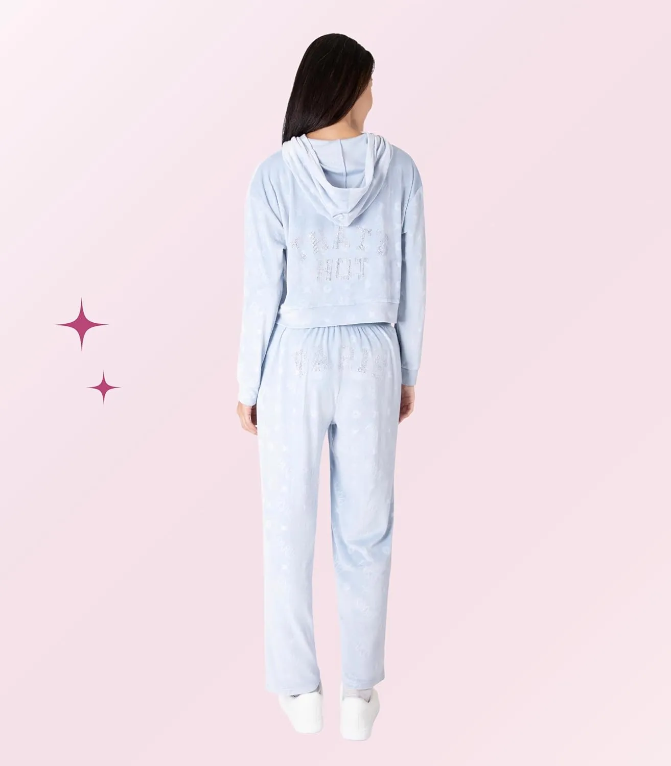 Paris Hilton Tracksuit Women's Lounge Set Sweatsuit Embellished Velour Pullover Top and Pants Matching Set 2 Pieces
