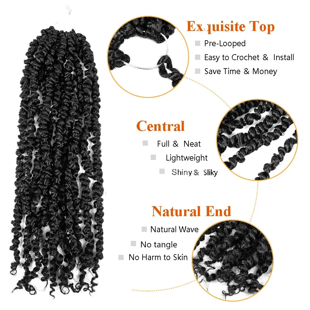Passion Twist Crochet Hair 10 Inch 8 Packs Pre-twisted Passion Twist Crochet Hair Pre-looped Short Passion Twist Hair Bohemian Synthetic Hair Crochet Braids Hair Extension (10 Inch (Pack of 8), 1B#)
