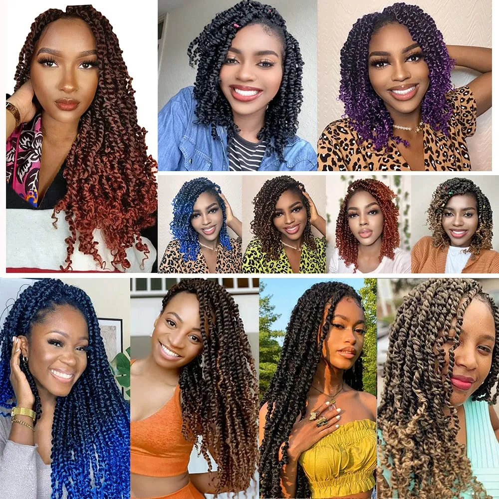 Passion Twist Crochet Hair 10 Inch 8 Packs Pre-twisted Passion Twist Crochet Hair Pre-looped Short Passion Twist Hair Bohemian Synthetic Hair Crochet Braids Hair Extension (10 Inch (Pack of 8), 1B#)