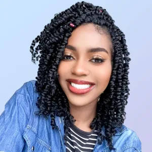 Passion Twist Crochet Hair 10 Inch 8 Packs Pre-twisted Passion Twist Crochet Hair Pre-looped Short Passion Twist Hair Bohemian Synthetic Hair Crochet Braids Hair Extension (10 Inch (Pack of 8), 1B#)