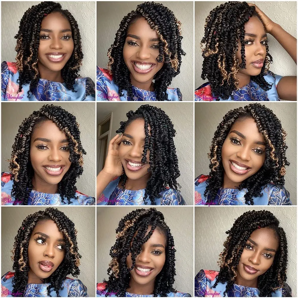 Passion Twist Crochet Hair 10 Inch 8 Packs Pre-twisted Passion Twist Crochet Hair Pre-looped Short Passion Twist Hair Bohemian Synthetic Hair Crochet Braids Hair Extension (10 Inch (Pack of 8), 1B#)
