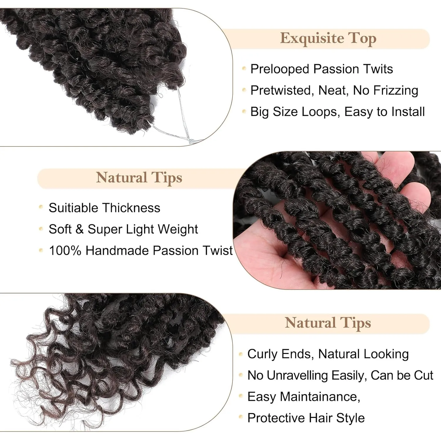 Passion Twist Crochet Hair,12 Inch 9 Packs Pretwisted Passion Twist Hair, Soft Pre Looped Crochet Hair For Women，Short Curly Crochet Twists Braids(12",4#)
