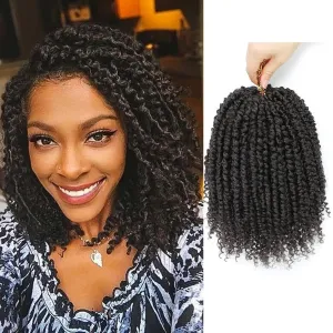 Passion Twist Crochet Hair,12 Inch 9 Packs Pretwisted Passion Twist Hair, Soft Pre Looped Crochet Hair For Women，Short Curly Crochet Twists Braids(12",4#)