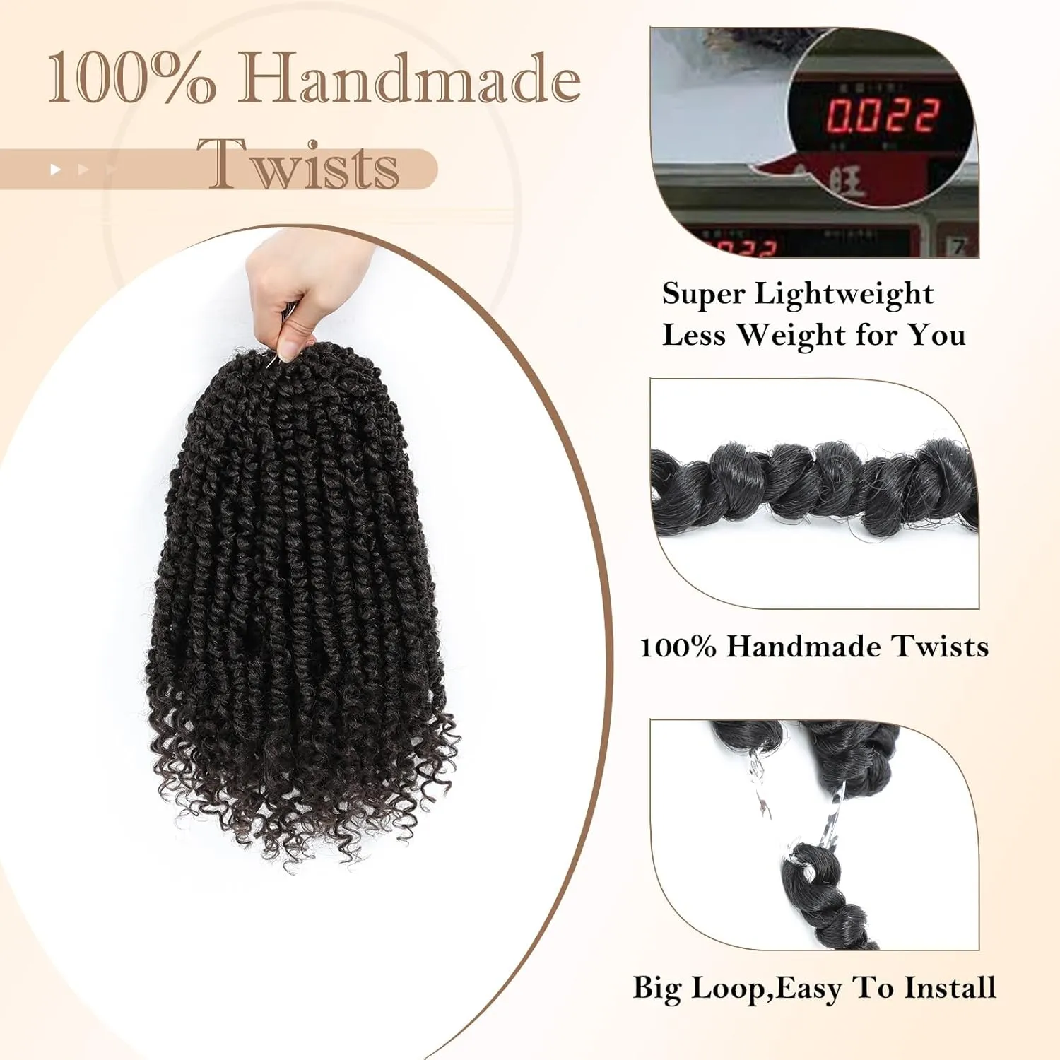 Passion Twist Crochet Hair,12 Inch 9 Packs Pretwisted Passion Twist Hair, Soft Pre Looped Crochet Hair For Women，Short Curly Crochet Twists Braids(12",4#)