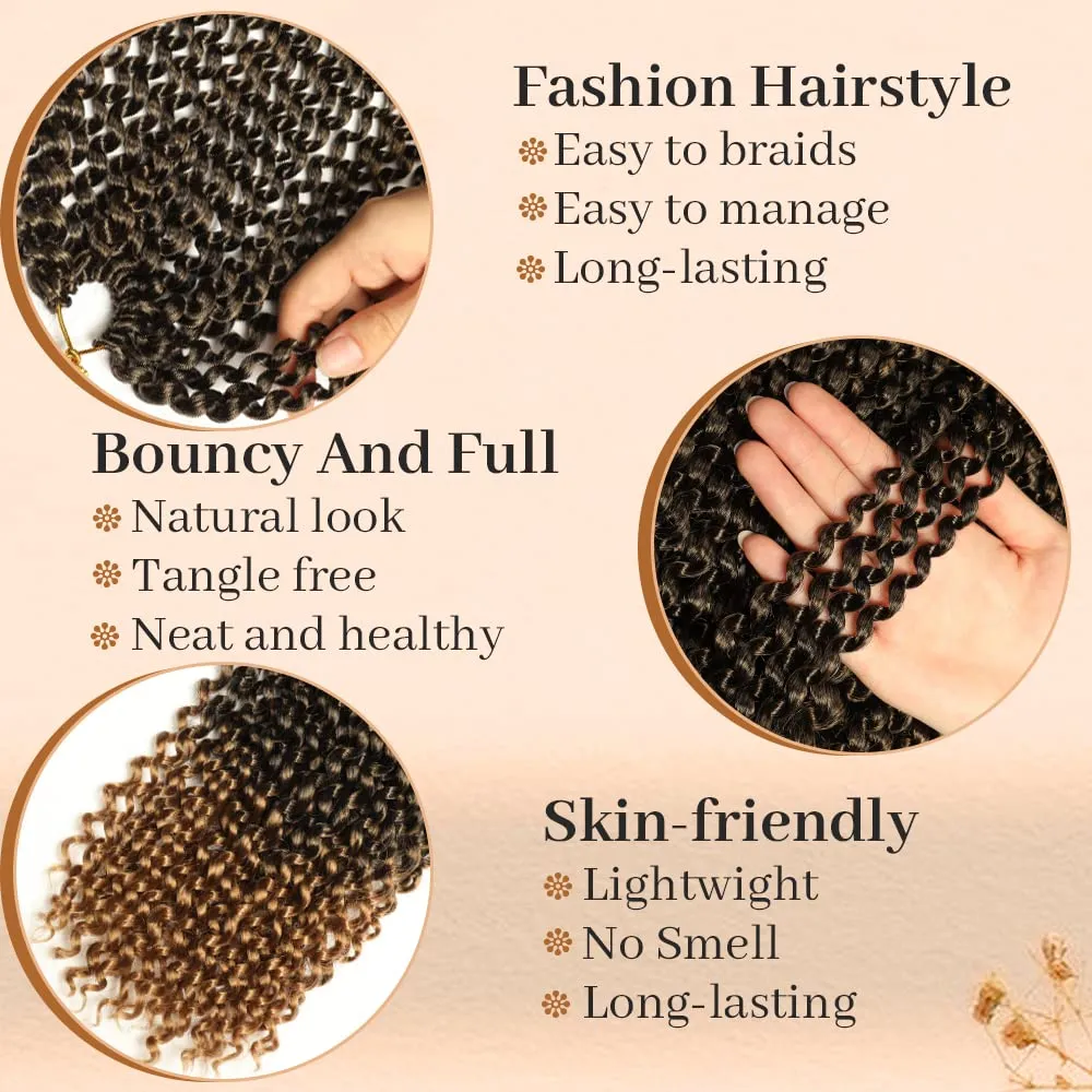 Passion Twist Hair 12 Inch 8 Packs Passion Twist Braiding Hair Water Wave Crochet Hair Extensions Bohemian Braids Passion Twist Crochet Hair Ombre Blonde (12 Inch,1B/27)