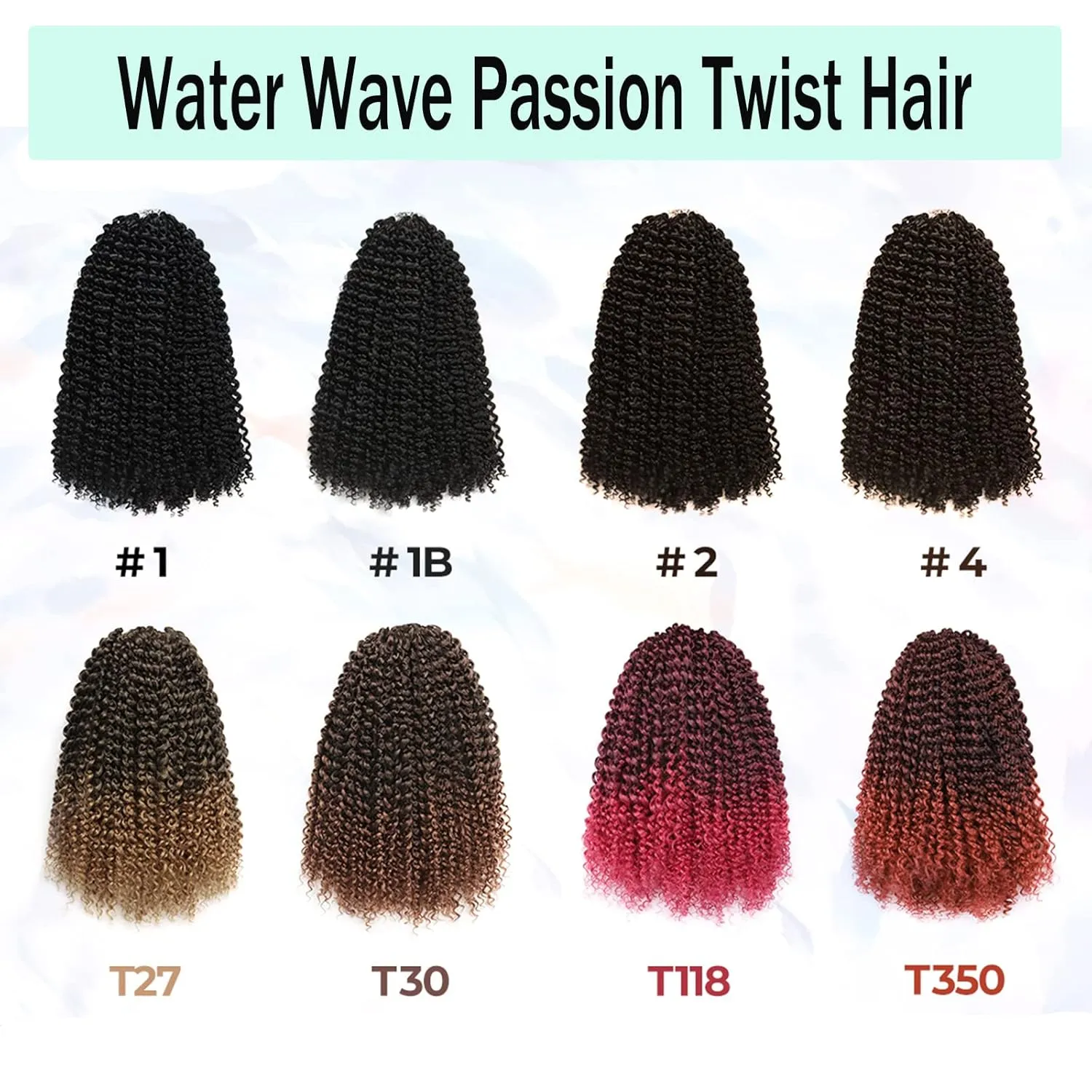 Passion Twist Hair - 24 Inch 7 Packs Water Wave Crochet Hair Spring Twist for Butterfly Locs or Passion Twists Crochet Hair Bohemian Curly Synthenic Braiding Hair Extension ( 24”, T27-7P )