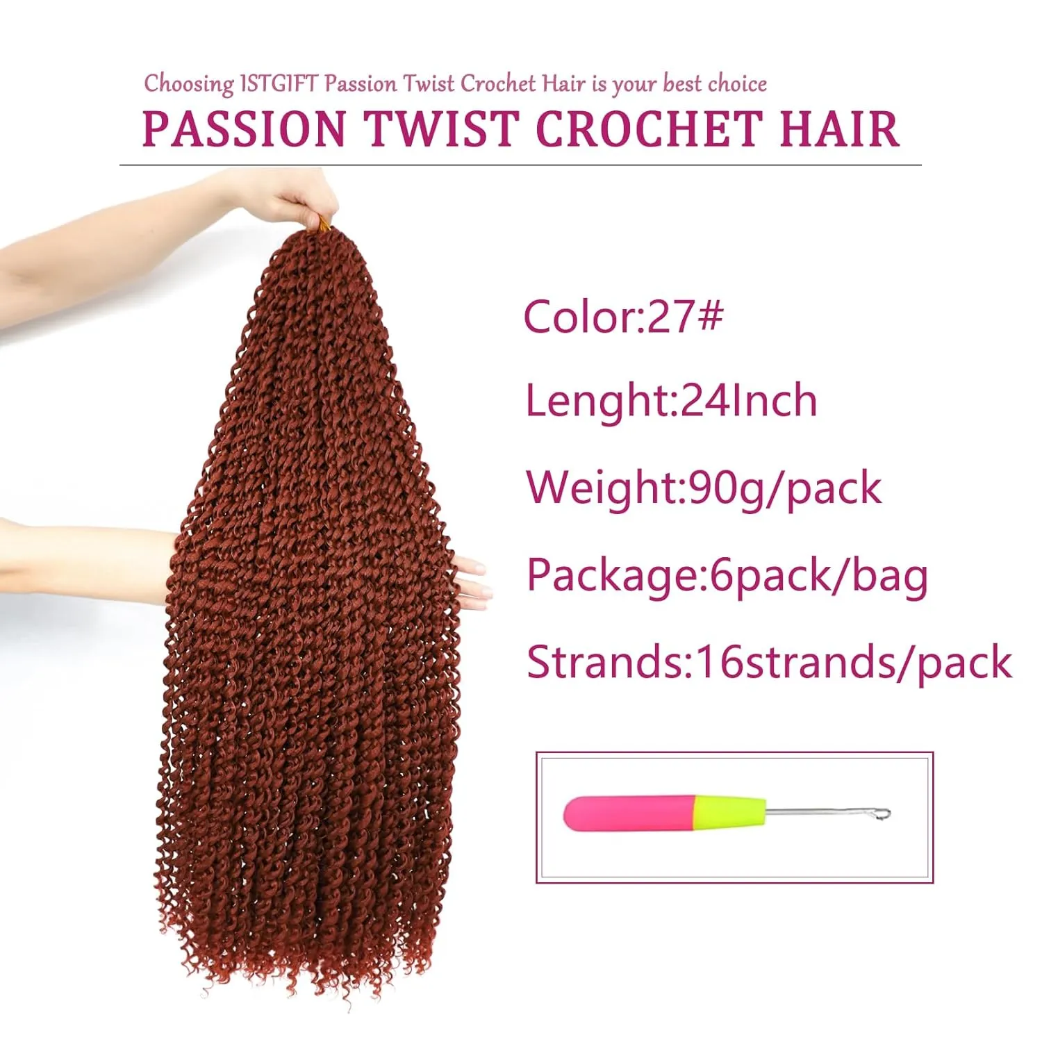 Passion Twist Hair 24 Inch: Water Wave Crochet Hair 6 Packs Passion Twist Crochet Hair for Black Women Water Wave Passion Twist Hair Extensions (350#)
