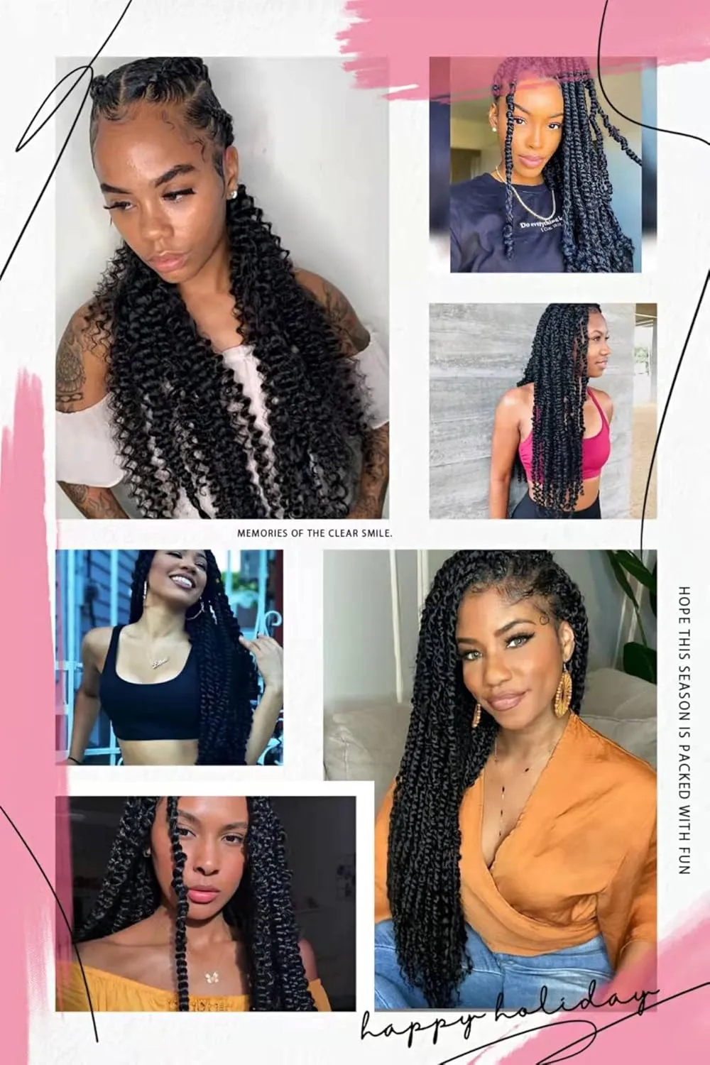 Passion Twist Hair 6 Packs Water Wave Crochet Hair for Black Women, 16 Inch Long Bohemian Passion Twist Crochet Braiding Hair Synthetic Crochet Braids Hair Extension(16Inch,1B)