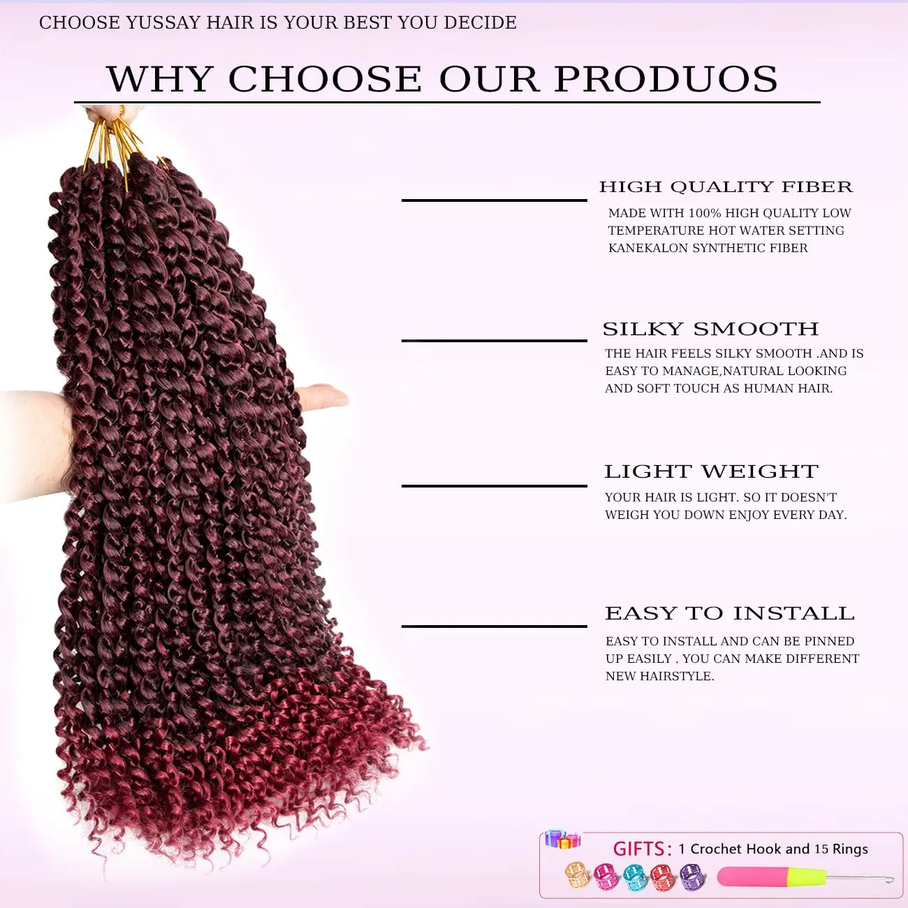Passion Twist Hair Water Wave Crochet Hair for Black Women 18 Inch 8 Packs Passion Twist Crochet Hair Pre Looped Bohemian Braids for Black Women (T1B/BUG, Economic package)