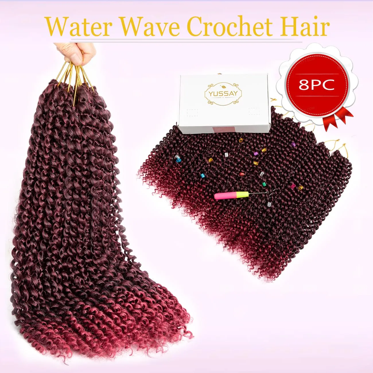 Passion Twist Hair Water Wave Crochet Hair for Black Women 18 Inch 8 Packs Passion Twist Crochet Hair Pre Looped Bohemian Braids for Black Women (T1B/BUG, Economic package)