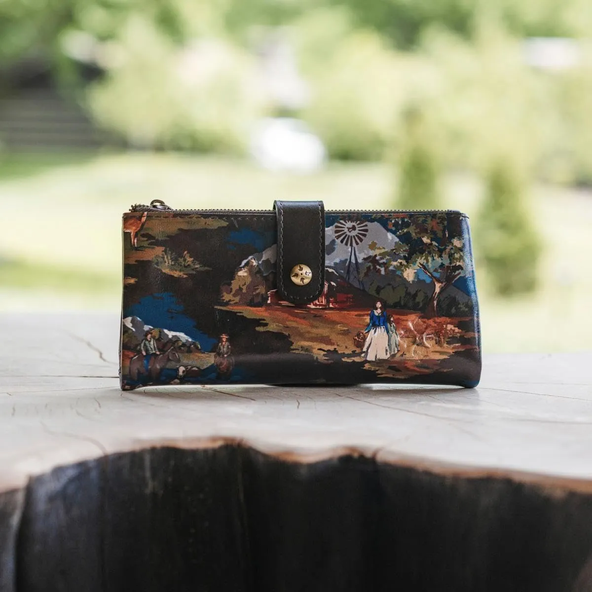 Patricia Nash Meadow Leather Wristlet, 17 Card Slots, Magnetic Snap Closure, 7.75 x 3.75 inches