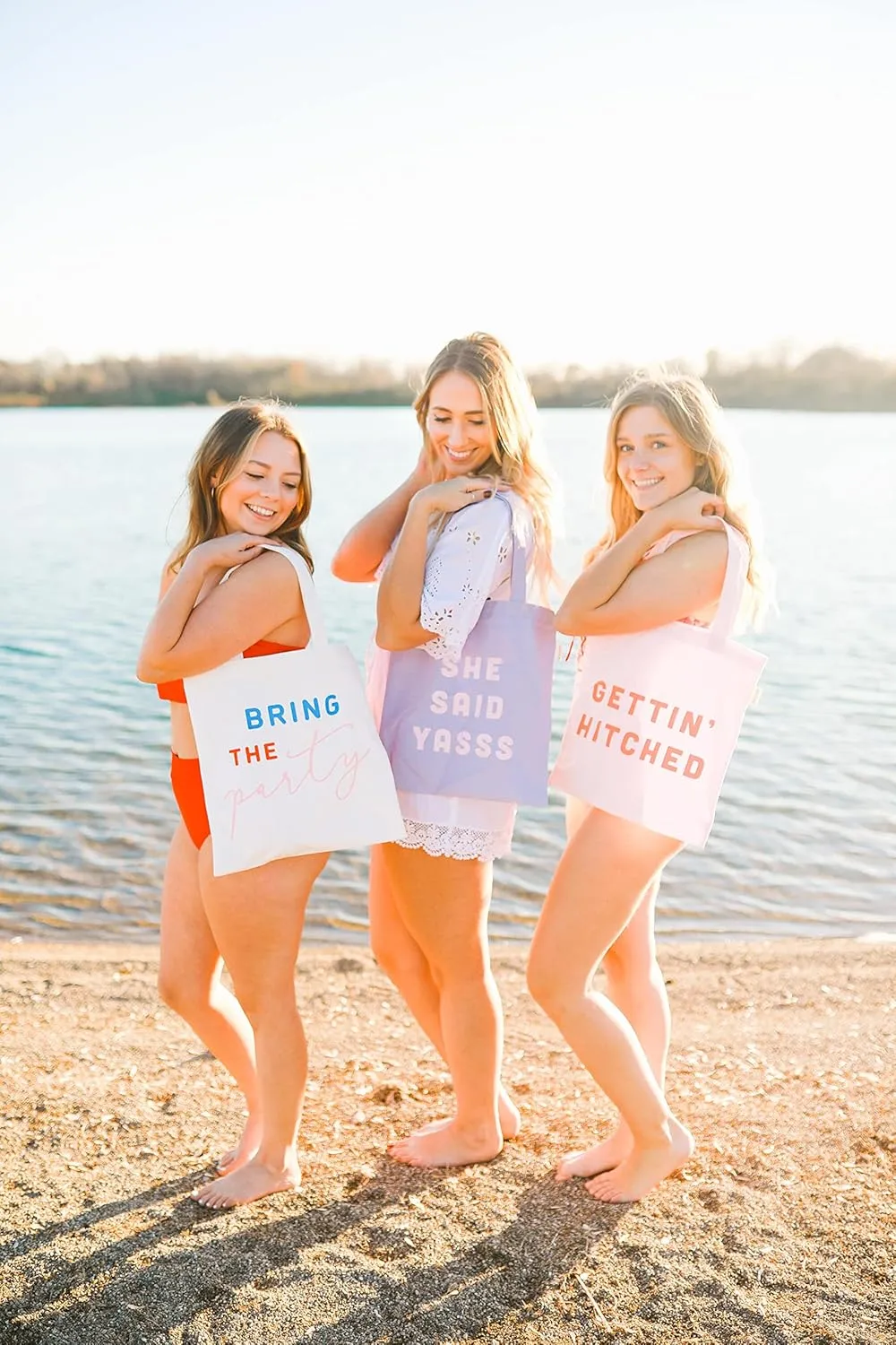 Pearhead Reusable Canvas Tote, Bridesmaid Gifts, Bachelorette Party, Beach Shoulder Bags, Bride to Be Accessories