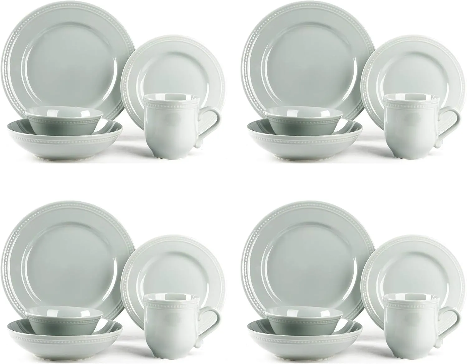 Pearl Dots Stoneware Dinnerware Set (20pc Set, Teal)